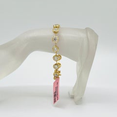 GIA 0.70 Carat Each White Diamond Round Bezel Prong Bar Bracelet in 18K