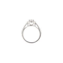 GIA 0.70ct E VS1 Diamond and Platinum Round Halo Cluster Engagement Ring