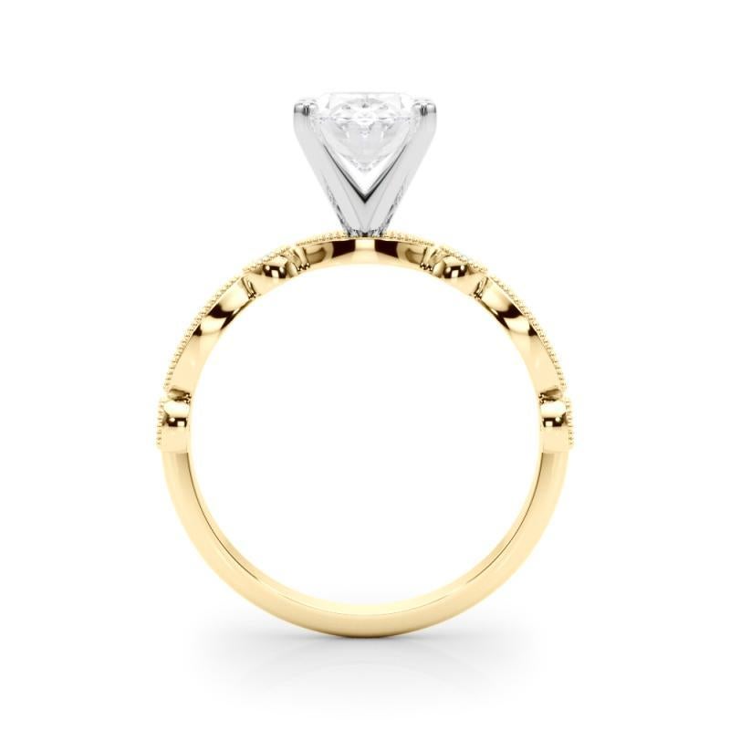 GIA 0,70ct Oval Marquise & Round Milgrain Bezel Anello di diamanti in oro giallo In condizioni Nuovo in vendita a New York, NY