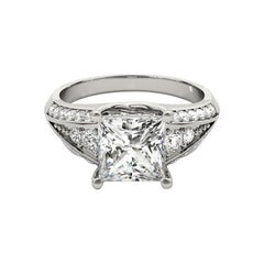 GIA 0,70ct Prinzessin Solitär Multi-Row Beveled Shank Diamantring