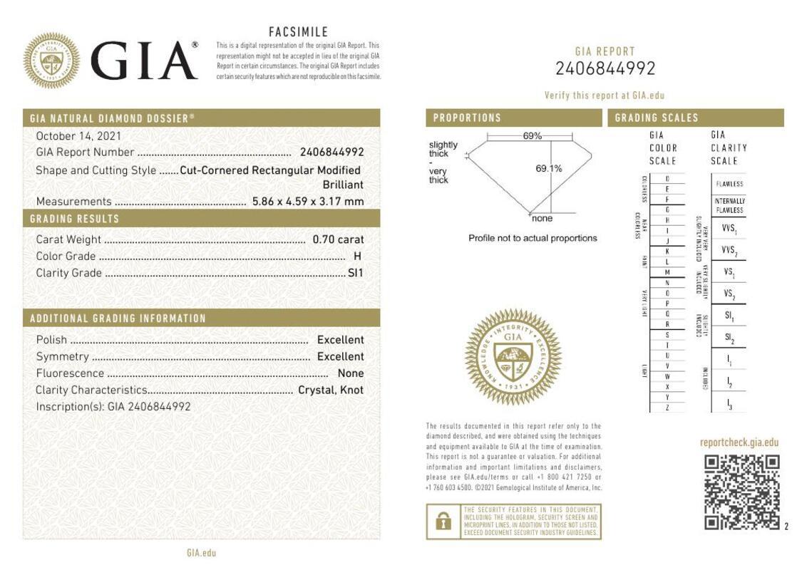 GIA 0,70ct Radiant Round & Baguette Channel Band 18K Weißgold Diamantring (Zeitgenössisch) im Angebot