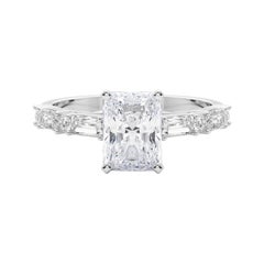 GIA 0.70ct Radiant Round & Baguette Channel Band Bague diamant en or blanc 18K