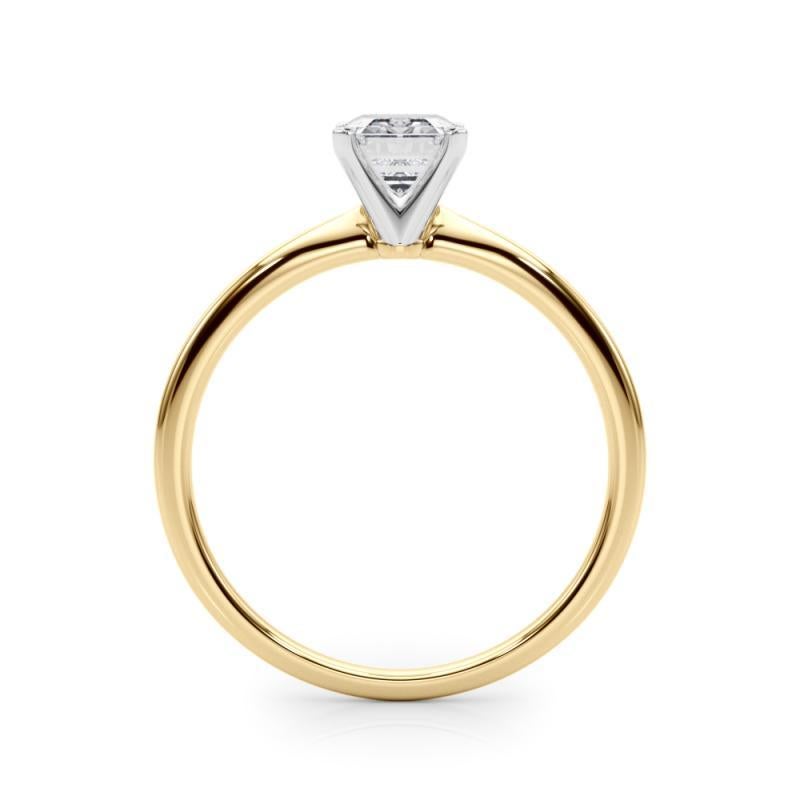 GIA 0.70ct Radiant Slim Band Prong Set Solitaire 18K Yellow Gold Diamond Ring Neuf - En vente à New York, NY