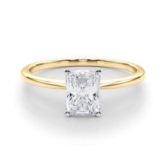 GIA 0.70ct Radiant Slim Band Prong Set Solitaire 18K Yellow Gold Diamond Ring