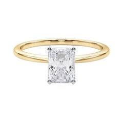 GIA 0.70ct Radiant Slim Band Prong Set Solitaire 18K Yellow Gold Diamond Ring