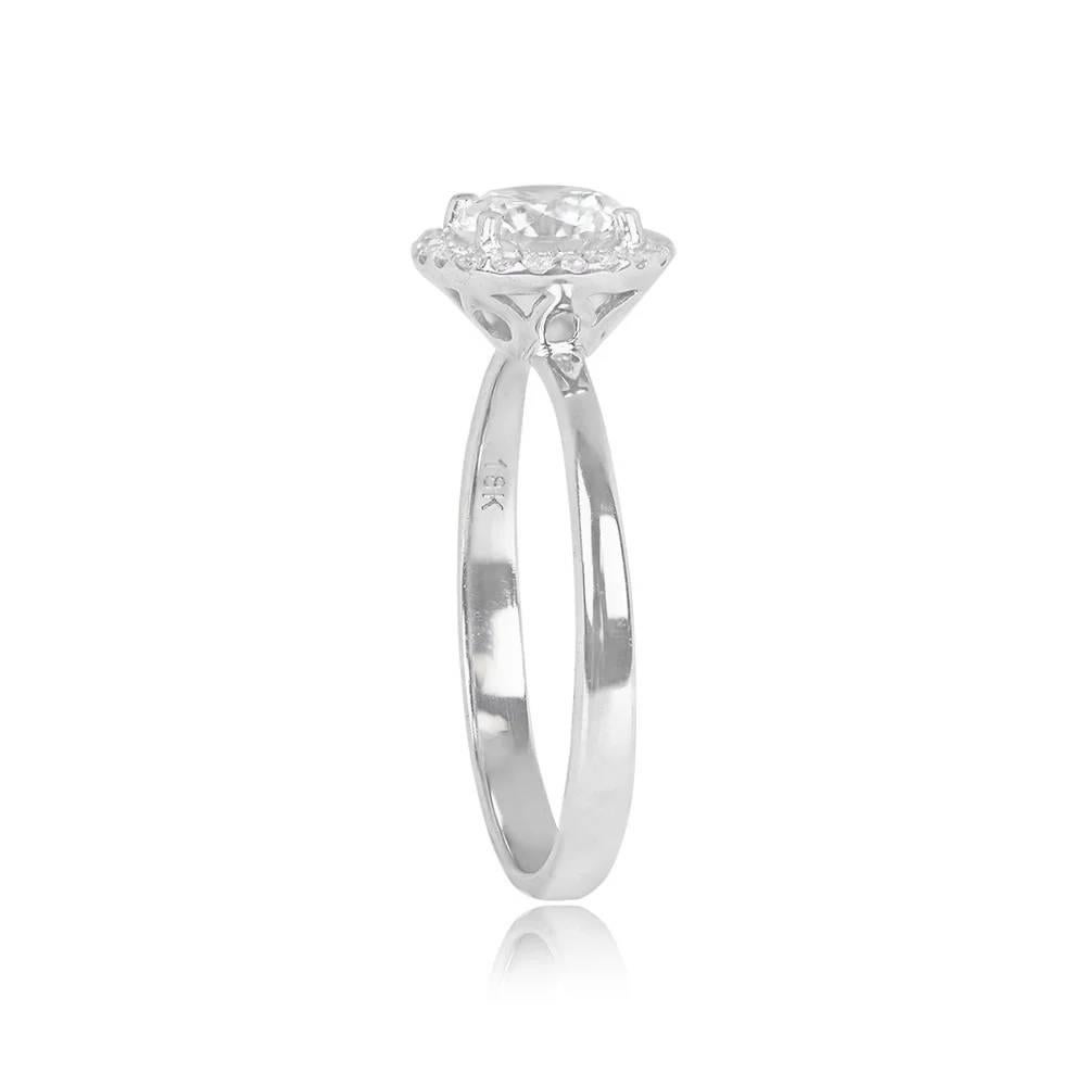 Verlobungsring, GIA 0,70 Karat runder Diamant im Brillantschliff, I Farbe, 18 Karat Weißgold (Art déco) im Angebot