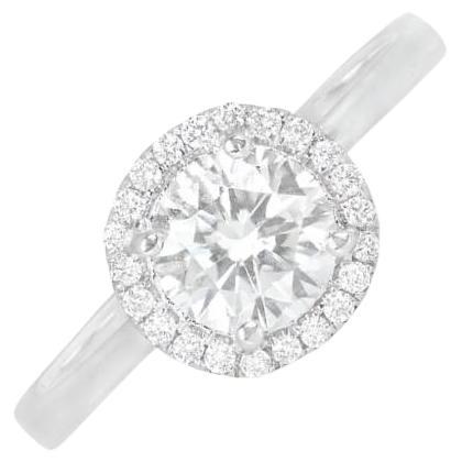 Verlobungsring, GIA 0,70 Karat runder Diamant im Brillantschliff, I Farbe, 18 Karat Weißgold im Angebot