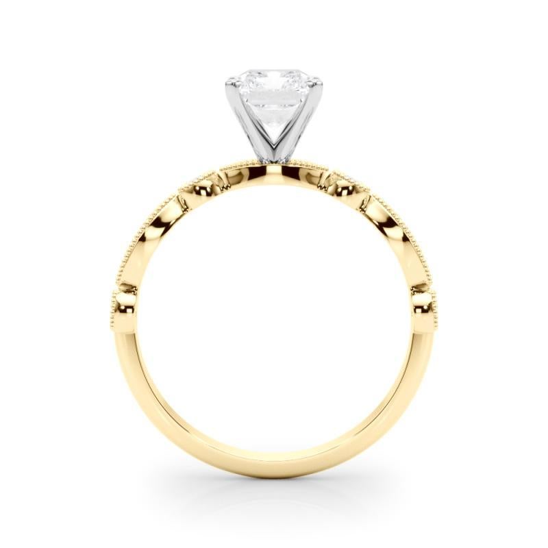 GIA 0.71ct Radiant Marquise & Round Milgrain Bezel Yellow Gold Diamond Ring Neuf - En vente à New York, NY