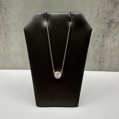 GIA 0.72ct Bezel Set Diamond Necklace 14K Yellow Gold Adjustable