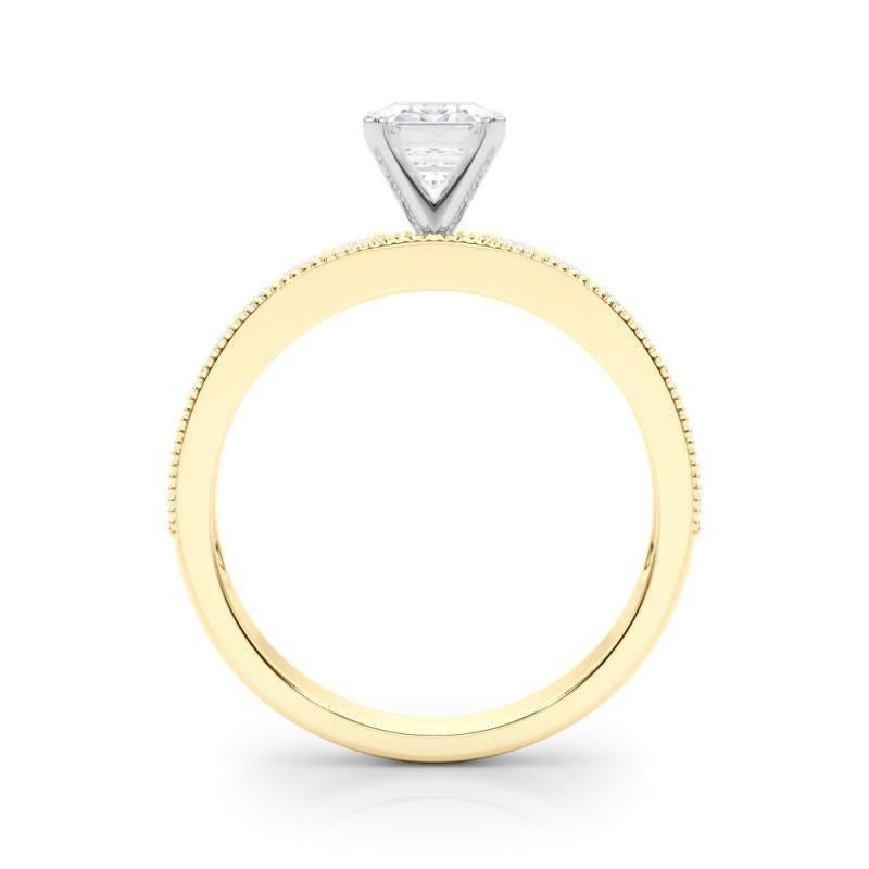 GIA 0.73 Carat Radiant Vintage Milgrain Channel Bague diamant en or jaune 18K Neuf - En vente à New York, NY