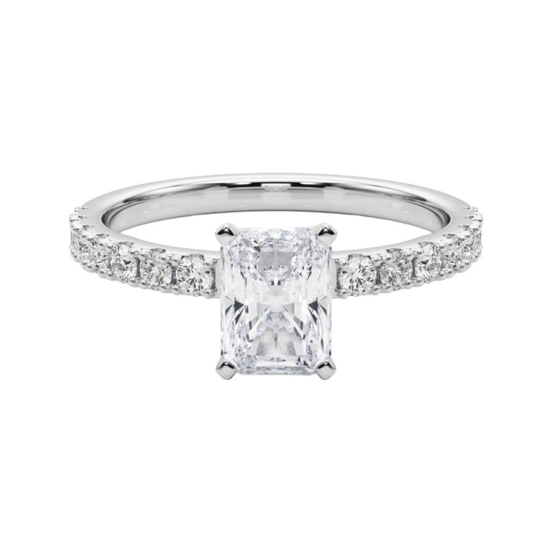 Solitario radiante GIA 0.73ct con mezza eternità  Anello con diamante