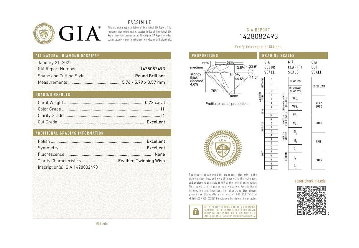 Women's GIA 0.73ct Round Solitaire & Invisible Baguette 18K Yellow Gold Diamond Ring For Sale