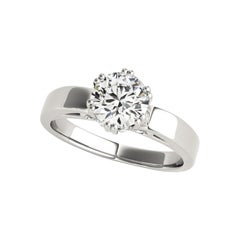 GIA 0,73 ct. tondo solitario Tulip Secret Diamond Anello con diamante in oro bianco 18 carati
