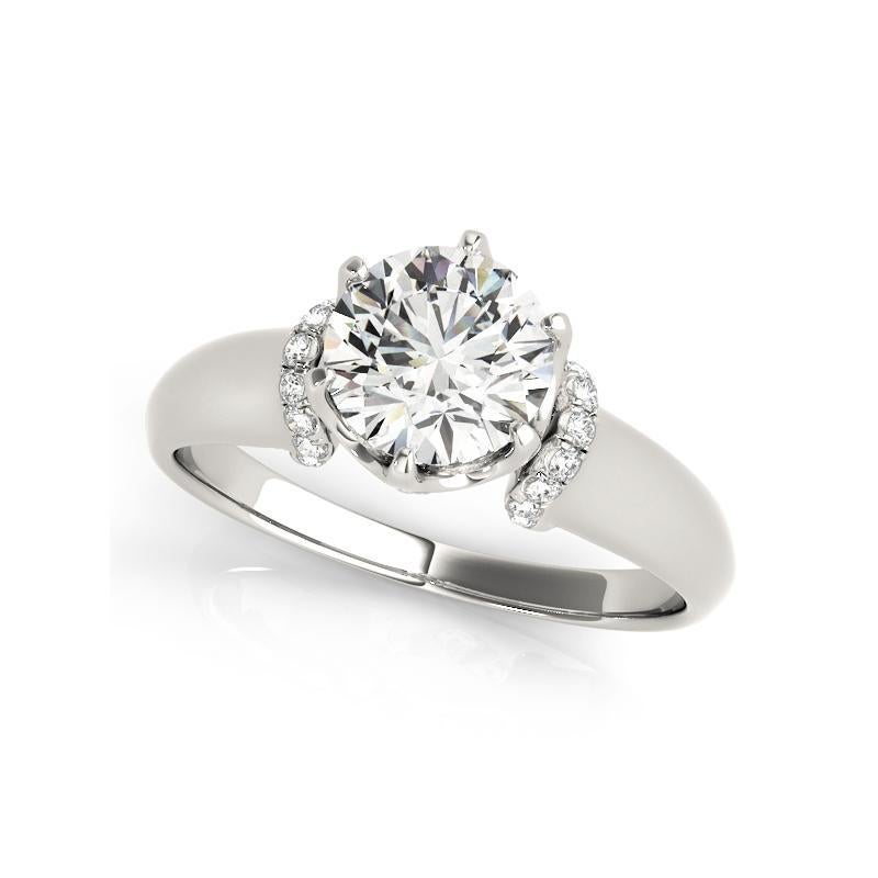 Taglio rotondo GIA 0,74ct Anello con diamante d'epoca a 6 punte nascosto e tulipano rotondo in vendita