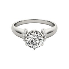 GIA 0.74ct Round Hidden Halo Tulip 6-Prong Vintage Diamond Ring