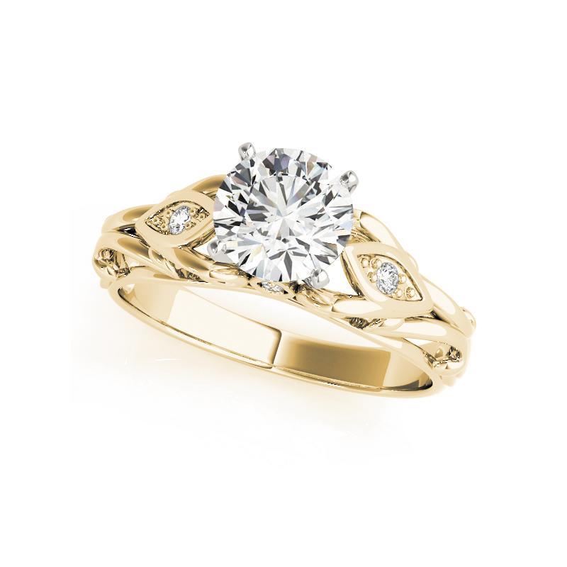 Taglio rotondo GIA 0,74ct Anello con diamante rotondo a traliccio e filigrana in oro giallo 18 carati vintage in vendita