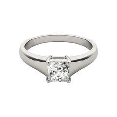GIA 0,75 Carati Taglio Principessa Solitario a Quattro Punte in Oro Bianco 18K Anello di Diamanti