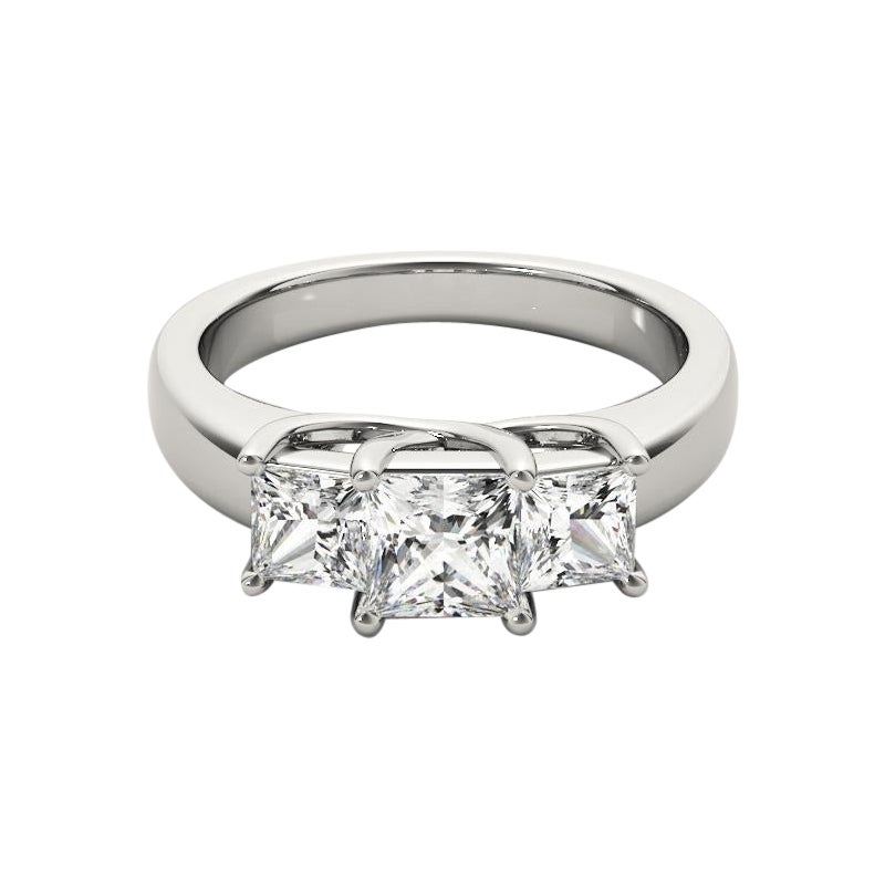 GIA 0,75 Carati Tre Pietre Condivise con Punte Principessa  Anello con diamante