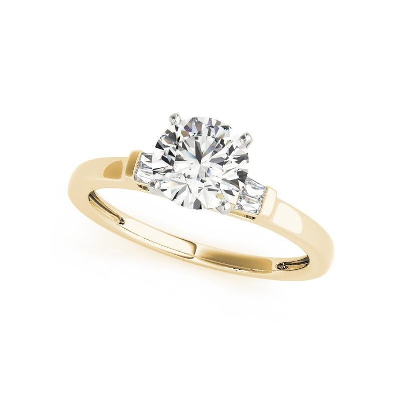 Taille ronde Bague en or jaune GIA de 0,75 ct de diamants ronds solitaires et baguettes invisibles en vente
