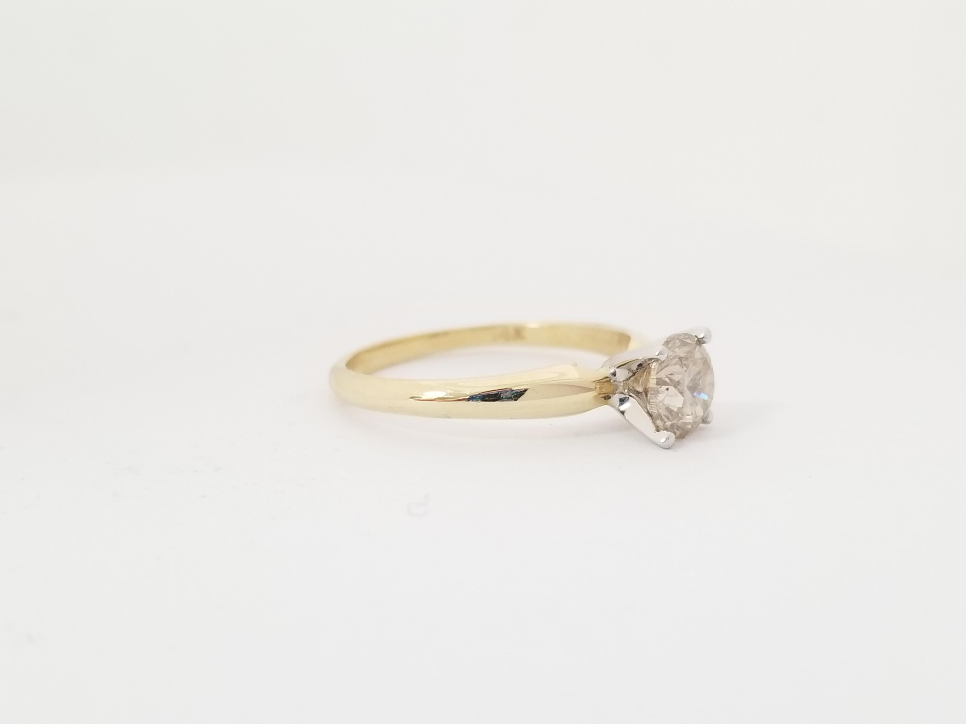 GIA 0.76 Carat Round Brilliant Diamond Yellow Gold Ring 14 Karat In New Condition In Great Neck, NY