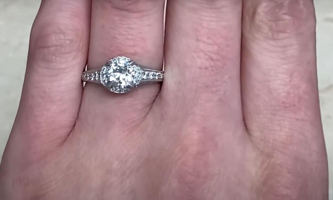 Women's GIA 0.77ct Old European Cut Diamond Engagement Ring, Platinum For Sale