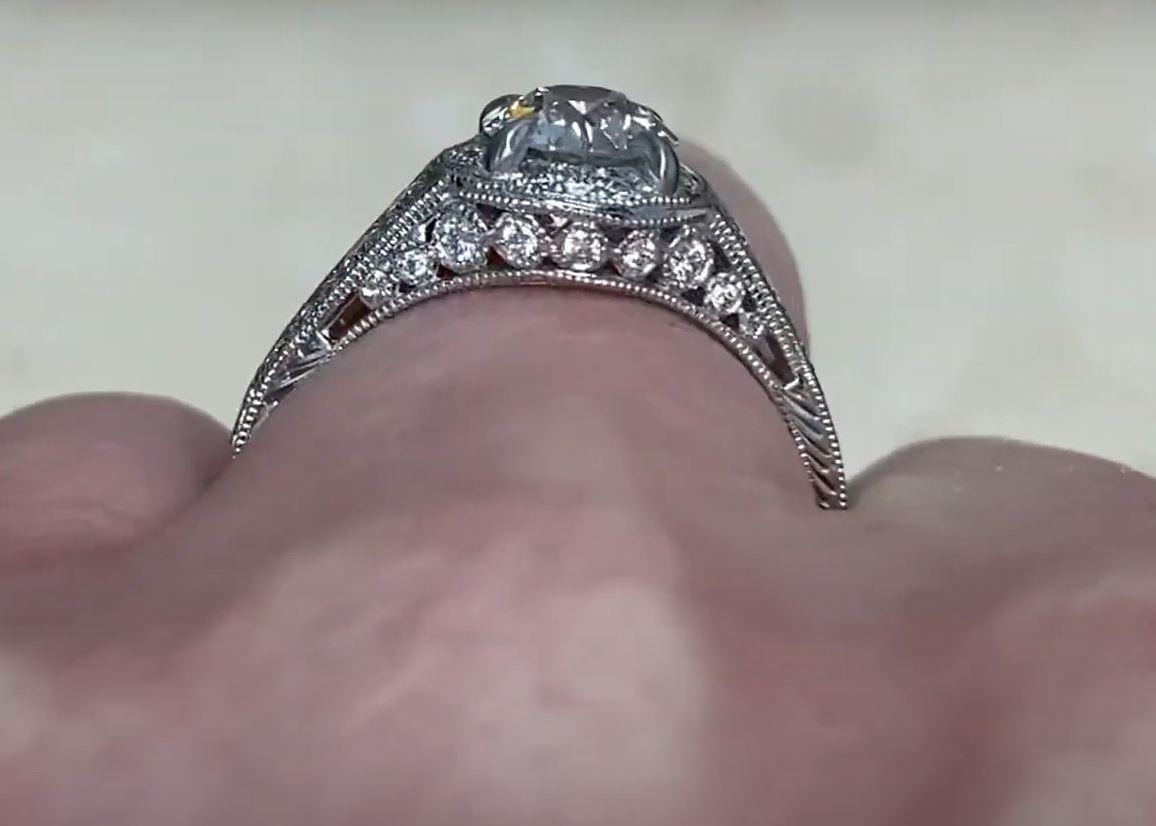 GIA 0.77ct Old European Cut Diamond Engagement Ring, Platinum For Sale 3