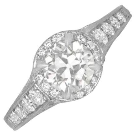 GIA 0.77ct Old European Cut Diamond Engagement Ring, Platinum For Sale