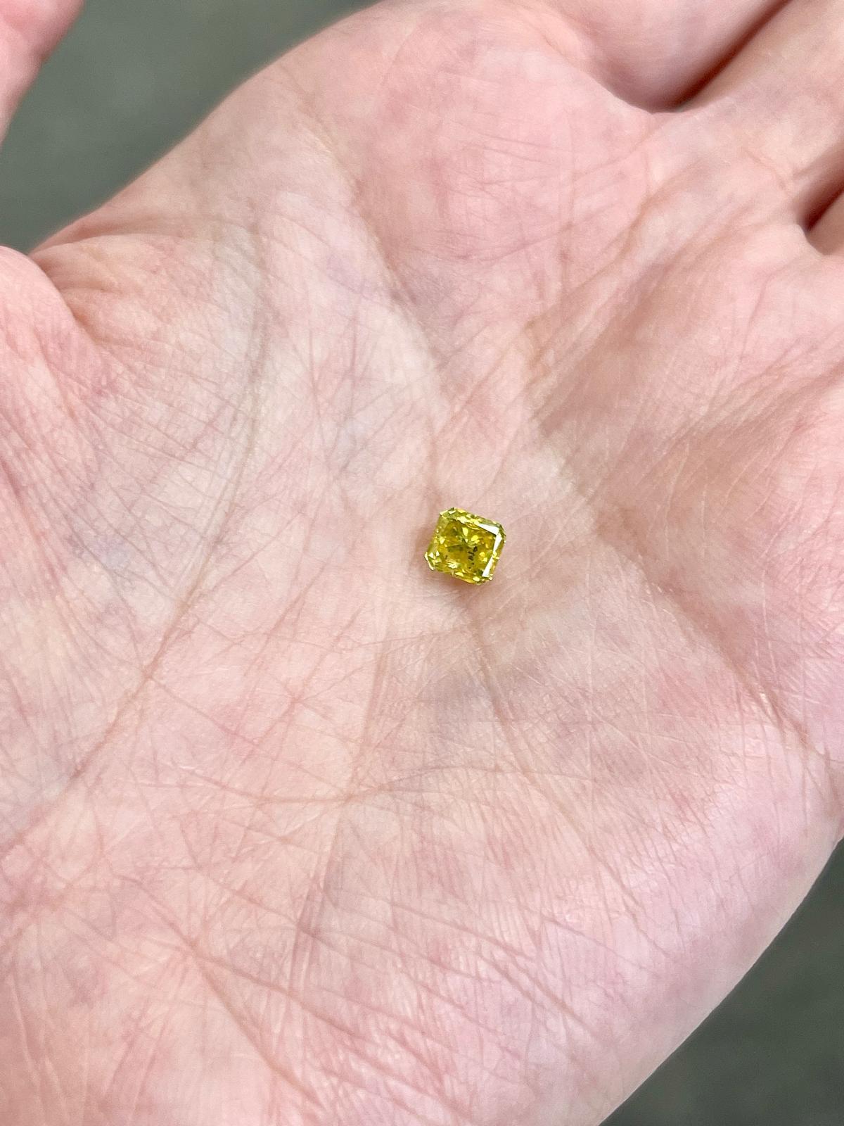 Fancy vivid yellow radiant cut natural diamond weighing 0.78 carats

Comes with a free diamond appraisal as well!

*Free shipping within the US