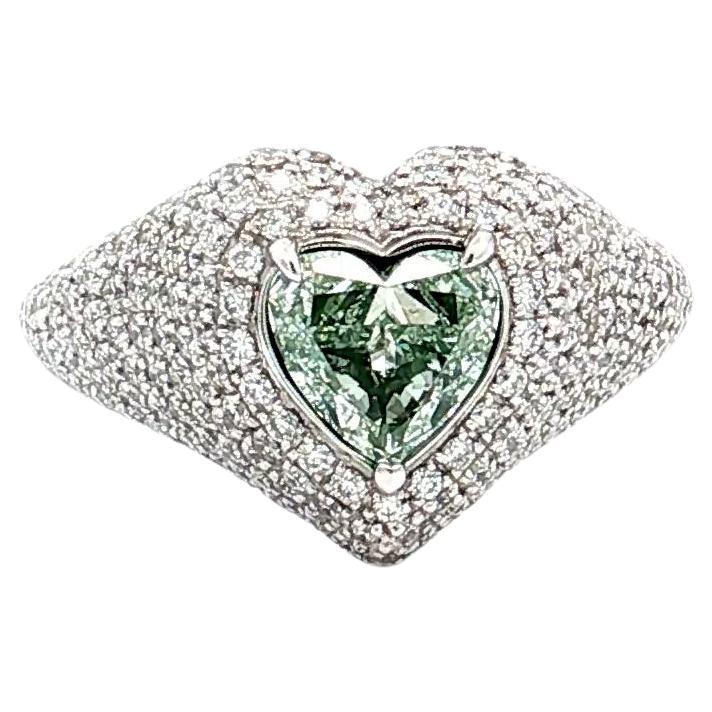 Bague en diamant GIA 0,79 carat Fancy Light Green (Undetermined) SI2 Clarity
