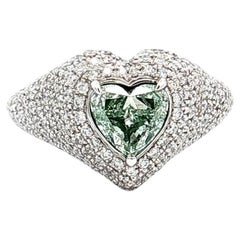 Bague en diamant GIA 0,79 carat Fancy Light Green (Undetermined) SI2 Clarity