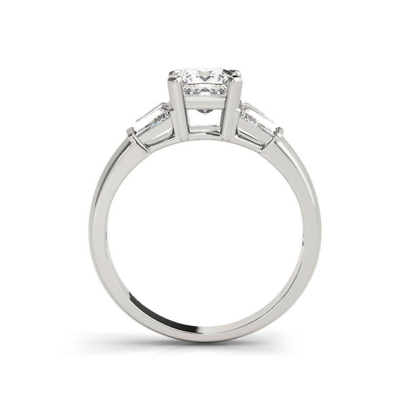 GIA 0.7ct Princess Channel Baguette & Solitaire Bague diamant en or blanc 18K Neuf - En vente à New York, NY