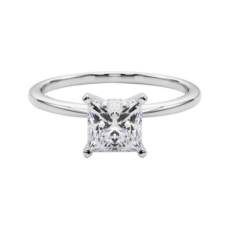 GIA 0.7ct Princesa Slim Banda Prong Set Solitaire  Anillo de diamantes