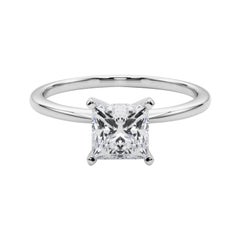 GIA 0.7ct Princesa Slim Banda Prong Set Solitaire  Anillo de diamantes