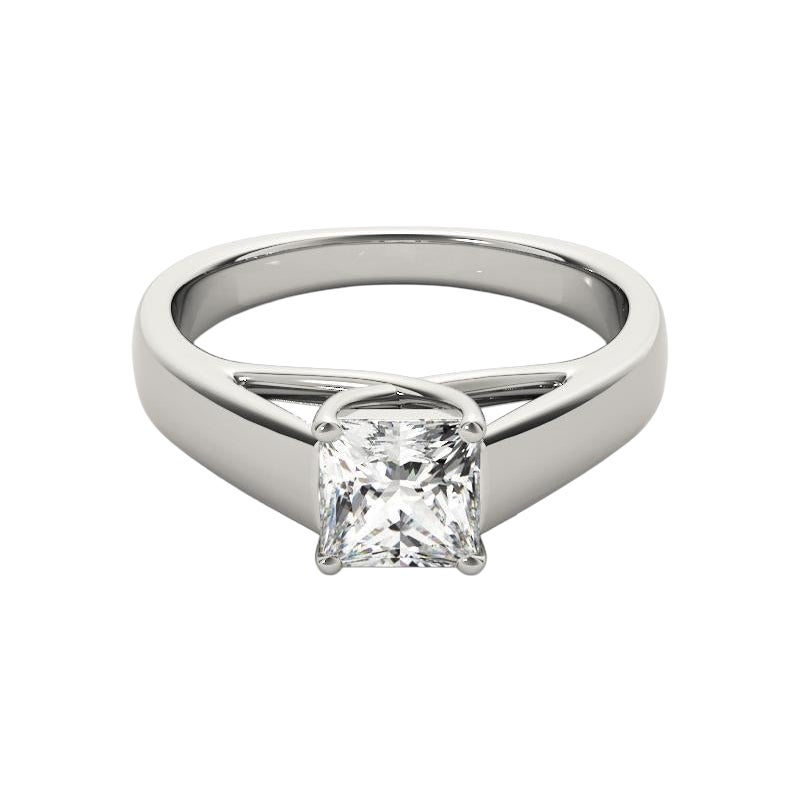 GIA 0.7ct Prinzessin Solitär Kathedrale Flachband  Diamantring