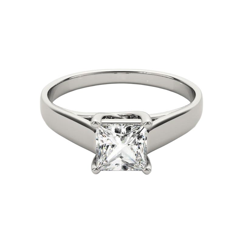 GIA 0.7ct Princess Solitaire Entwined Prong Cathedral Diamond Ring