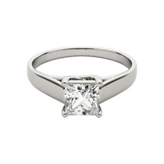 GIA 0.7ct Princess Solitaire Entwined Prong Cathedral Diamond Ring