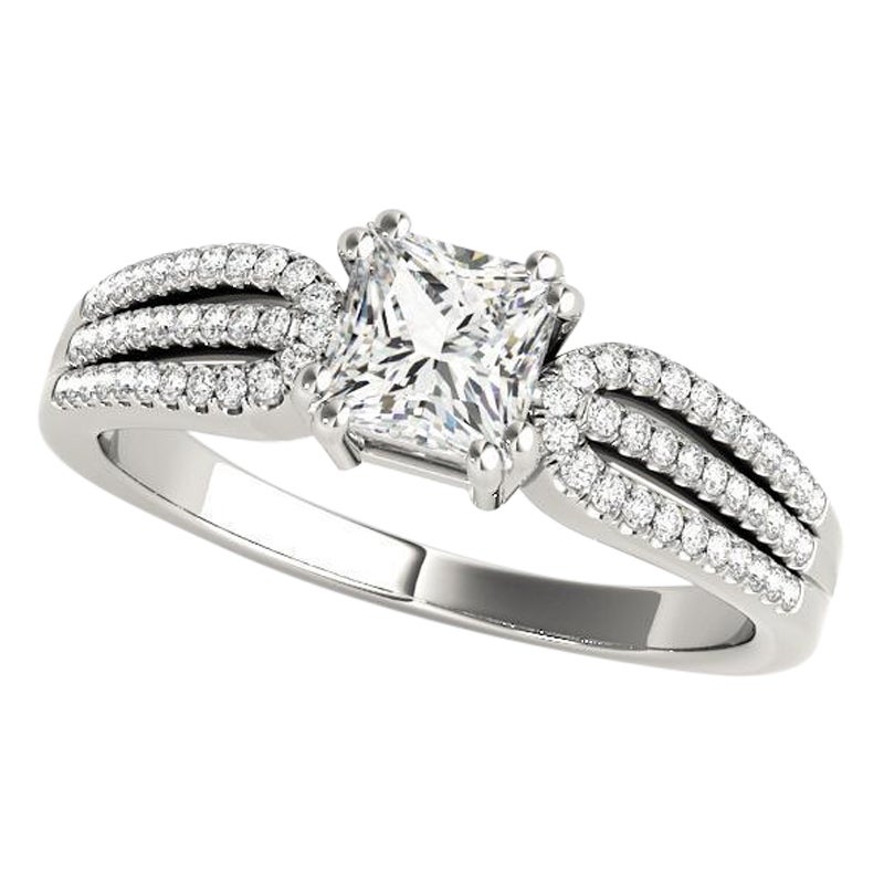 GIA 0.7ct Principessa Solitario Triplo Gambo Diviso  Anello con diamante