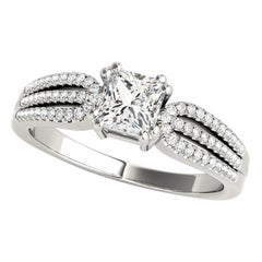GIA 0.7ct Princess Solitaire Triple Split Shank  Diamond Ring