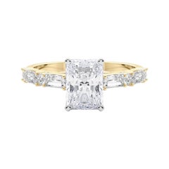 GIA 0,7ct Radiant Round & Baguette Channel Band Anello con diamanti in oro giallo 18K