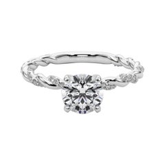GIA 0,7ct Round Micro Pave Twisted Braid Band Anello con diamanti in oro bianco 18K