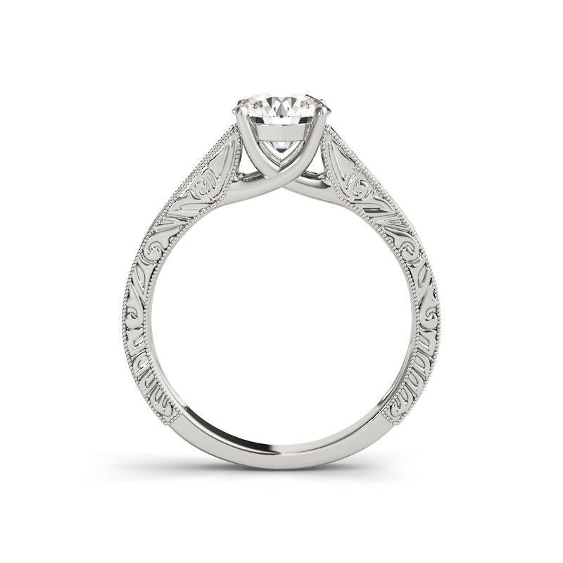 Taglio rotondo GIA 0.7ct Solitario rotondo intrecciato a traliccio di diamanti in oro bianco in vendita
