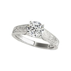 GIA 0.7ct Solitario rotondo intrecciato a traliccio di diamanti in oro bianco