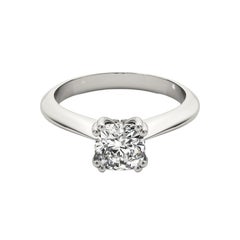 GIA 0.8 Carat Cushion Solitaire Tulip Cathedral 18K White Gold Diamond Ring
