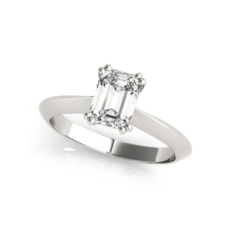 GIA 0,8 Karat Smaragd Solitär Tulpe Dom 18K Weißgold Diamantring im Zustand „Neu“ im Angebot in New York, NY