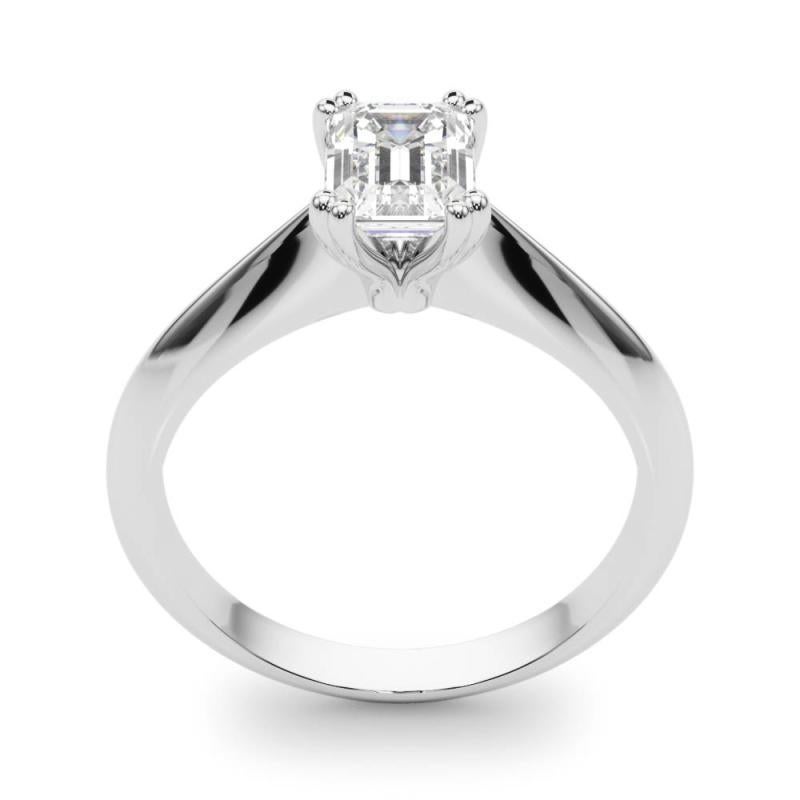 GIA 0,8 Karat Smaragd Solitär Tulpe Dom 18K Weißgold Diamantring im Angebot 1