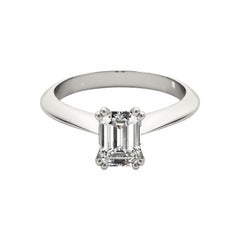 GIA 0,8 Karat Smaragd Solitär Tulpe Dom 18K Weißgold Diamantring