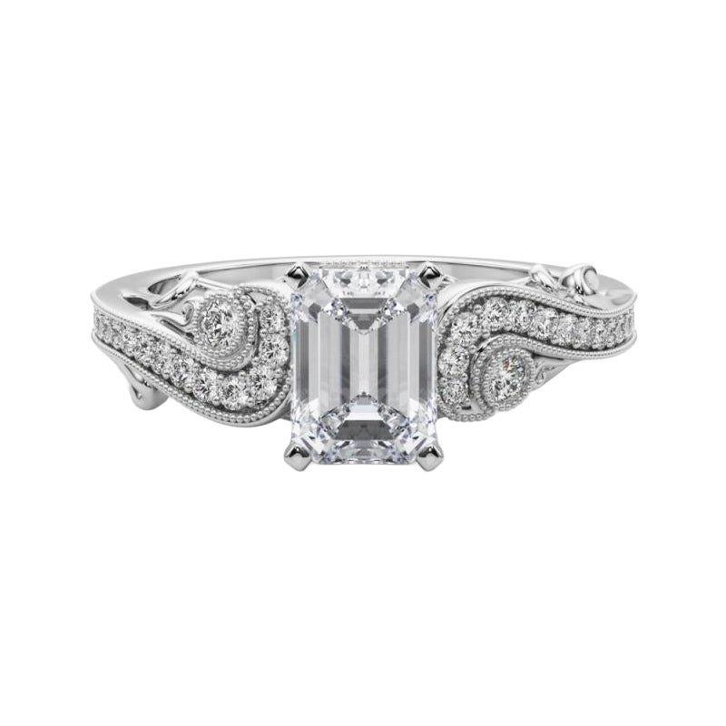 GIA 0.8 Carat Emerald Three-Stone Curved Bypass  Diamond Ring For Sale