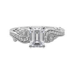 GIA 0.8 Carat Emerald Three-Stone Curved Bypass  Diamond Ring