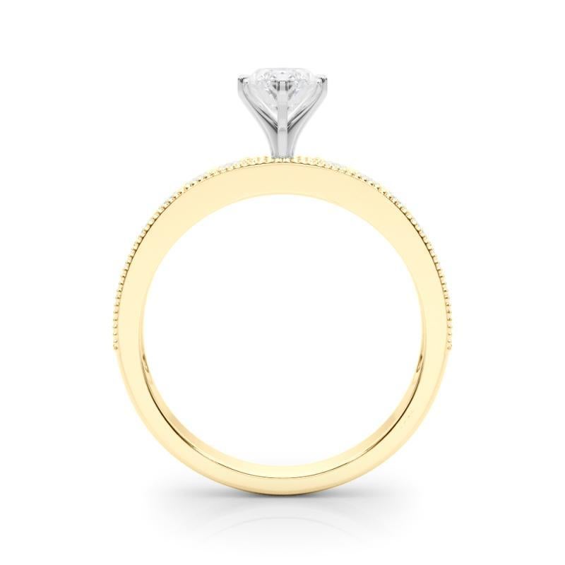GIA 0,8 Carati Marquise Vintage Milgrain Channel Anello con diamanti in oro giallo 18K In condizioni Nuovo in vendita a New York, NY