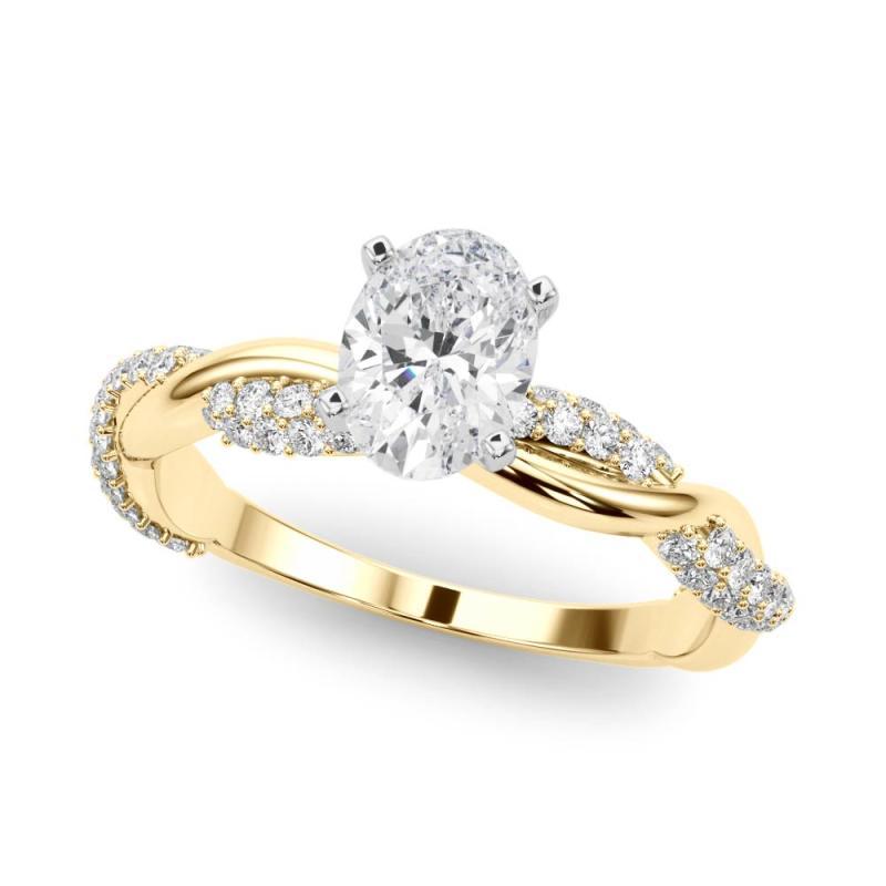 Taglio ovale GIA 0,8 Carati Oval Twisted Pave Braided Band Anello con diamanti in oro giallo 18K in vendita